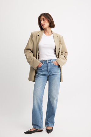 NA-KD Straight High Waist Jeans - Straight jeans - Blå - EU 34