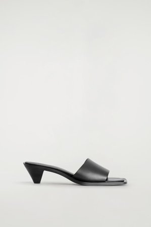 COS Women's Leather Kitten Heel Mules in Black