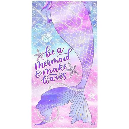 1 stk Mikrofiber Strandhåndkle, 70x150cm, Havfrue, Polyester, Jenter,