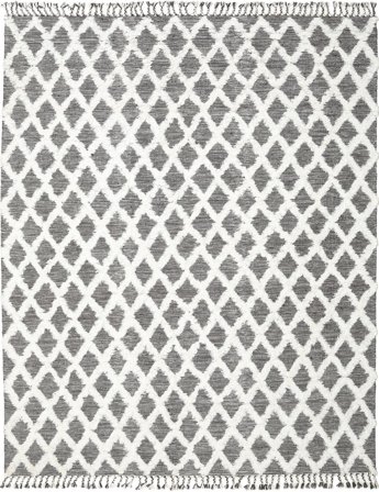 Wool Rug Checkered Inez Dark Brown/White