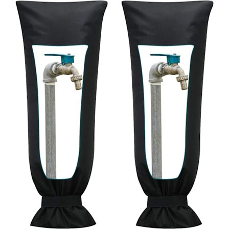 Eristetty ulkohanan suojus talven pakkassuoja pitkä pakkasenkestävä hanasuojus musta 2 kpl 20x51cm