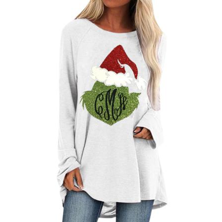 Christmas Crewneck Sweatshirts Dam Casual Lösa Pullover Toppar