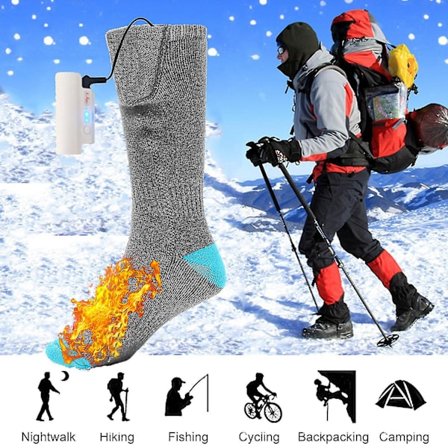 Genopladelige 2200mah Opvarmede Sokker Temperatur Batteridrevne Sokker Vinter Fod Opvarmning Op Til 12 Timer Opvarmning Til Udendørs Skiløb Fiskeri 