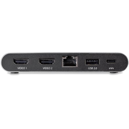 StarTech USB C Dock, 4K Dual Monitor HDMI Display, Mini Laptop Docking Station, 100W Power Delivery Passthrough, GbE, 2-Port USB-A Hub, USB Type-C