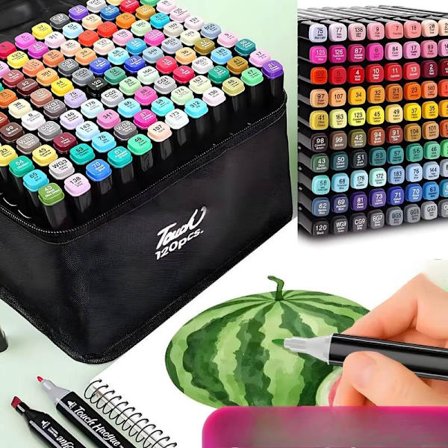 120-pakning Dobbeltsidige Tusjer med Etui – Farge, Skisse & Illustrasjon multicolor