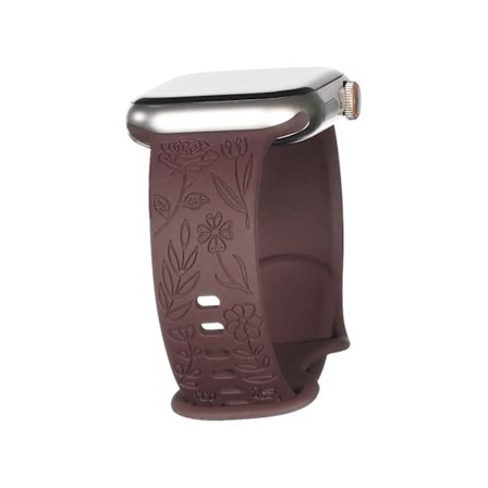 Kompatibel med iwatchS9 876SE Apple Watch armband präglat liten ros silikon Rose - smoky purple