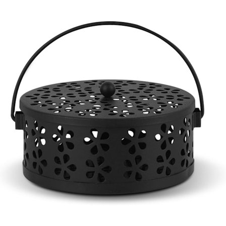 Myggspiralhållare, portabelt rökelseställ i järn med värmebeständigt handtag - för inomhus-/utomhusbruk i hem, kontor, camping