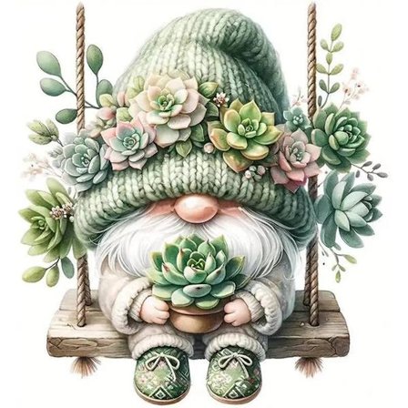 Sukkulenter Troll Diamantmaling Full Drill DIY-sett - 5D Diamantkunst Veggdekorasjon for Voksne Nybegynnere 35x35 cm