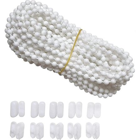 10 Meter Vertikal Bottenkedja för Persienner Med 10 Kulkedjekopplingar Klämmor För 3,5 Tum/ 89 Mm Lameller -Yx