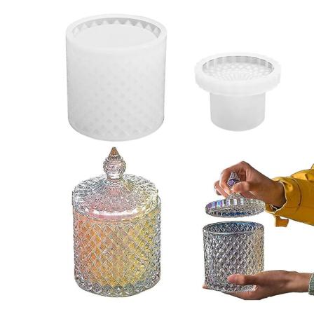 Hartsirasioiden Muotit Kansien kanssa, 3D Purkki Silikonimuotit, Korujen Säilytysastia Muotti Yhteensopiva Hartsivalun kanssa