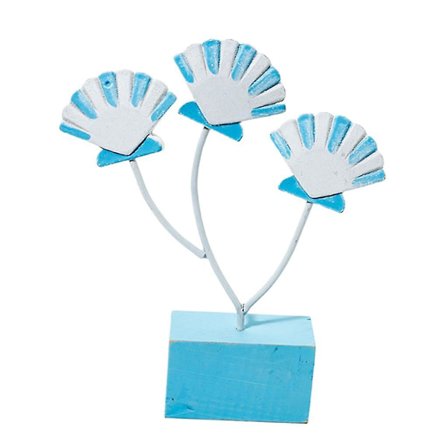 Middelhavsinspirert tre-skjell hjemmedekorasjon lyseblå