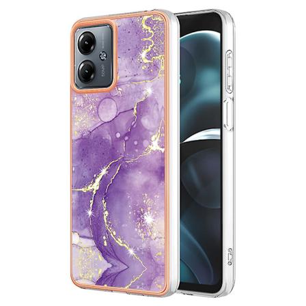 Til Motorola Moto G14 4g Etui Imd Marmor Tpu Galvaniseret Telefon Cover Purple 002