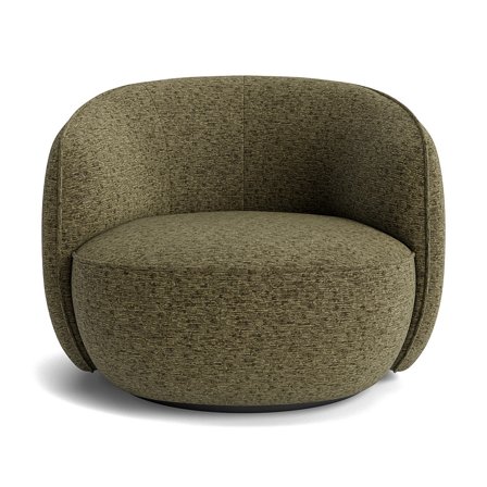 Marseille Sessel, Drehfunktion, Fusion Grün, nordischer Minimalismus, französische Raffinesse, ovale abgerundete Form, Polstersessel 74cm
