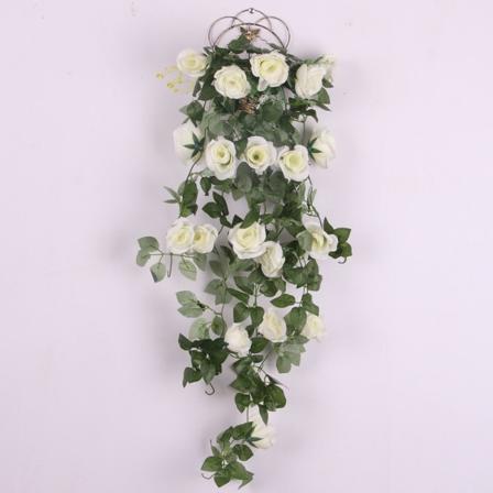 Konstgjord Romatic Rose Blomma Vägg Bröllop Hem Fest Hängdekor Vit