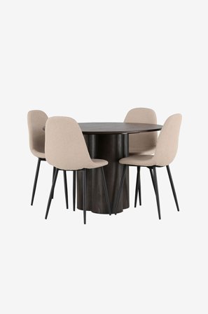 Venture Home - Matgrupp Olivia med 4st stolar Polar - Brun - Matgrupper - Från Homeroom