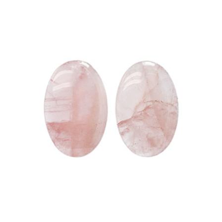 Cabochon, naturlig ljus rosenkvarts, 20x30mm oval, 1st rosa