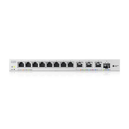 Zyxel XGS1250-12_v2 - 10GbE styrt switch 12 porter, 1x 10GbE SFP+ fiber, 3x 10GbE RJ45, VLAN, QoS, IGMP snooping v1/v2/v3-kompatibel