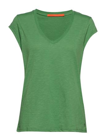 Cc Heart Basic V-Neck T-Shirt T-shirts & Tops Short-sleeved Grønn Coster Copenhagen*Betinget Tilbud
