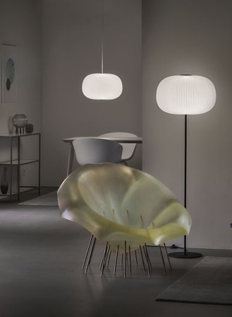 Lamella gulvlampe H150 - hvit/sort