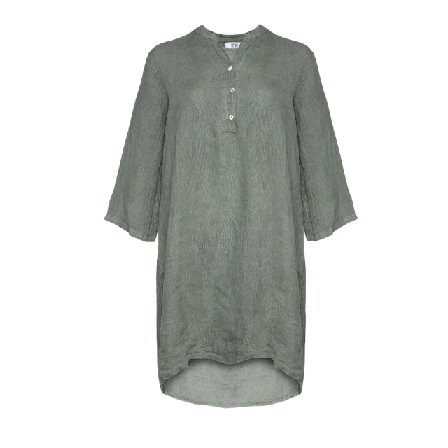 Tiffany 17690p, Shirt Dress With Pocket, Linen - Army Klänningar Dam Grön L-XL