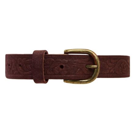 Vinrött 25mm damskärp i kalvläder 90 cm (midjemått)