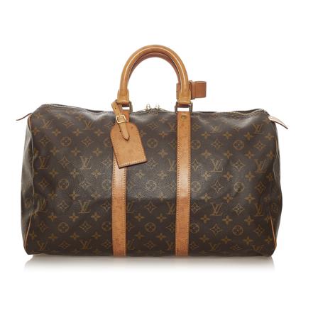 Louis Vuitton Vintage Monogram Keepall 45 Canvas Monogram Canvas France , Bruin , Dames , Maat: ONE Size Vintage Tassen