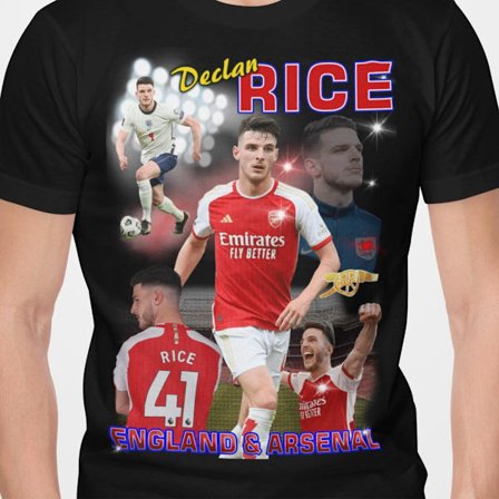 Declan Rise Svart t-shirt Arsenal & England spelare