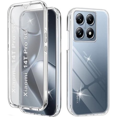 Fodral till Xiaomi 14T Pro - Genomskinligt Fullt skydd Anti-Scratch Mjuk Silikon + Hård PC