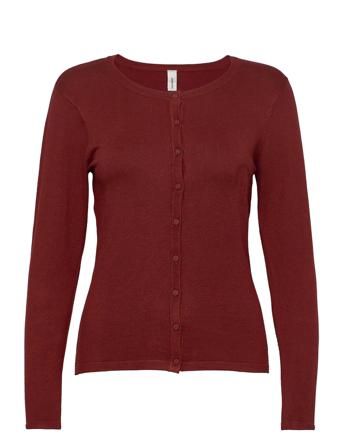 Sc-Dollie Stickad Tröja Cardigan Burgundy Soyaconcept