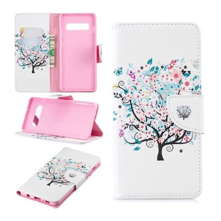 Samsung Galaxy S10 Plus Läderfodral med mönster - Blommande Träd