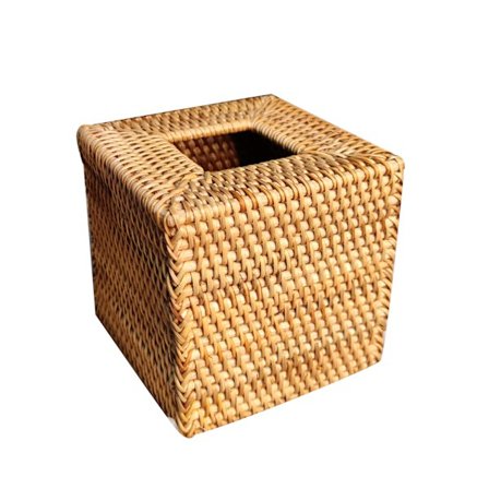 Rattan Servettbehållare Kvadratisk, Handvävd Korg Servetthållare,