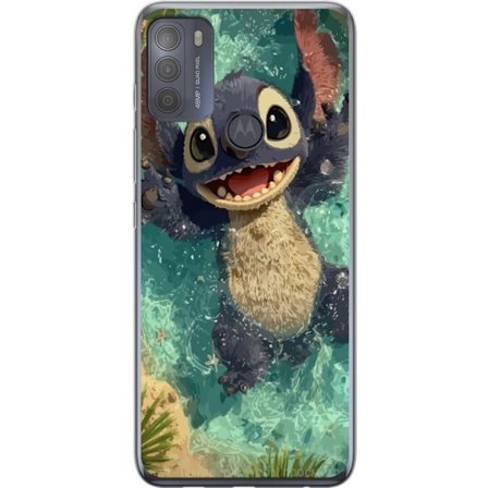 Kompatibelt Mobildeksel til Motorola Motorola Moto G50 Glad blå fantasivarelse som leker i krystallklart vann, sprudlende energi, tropisk stemning og