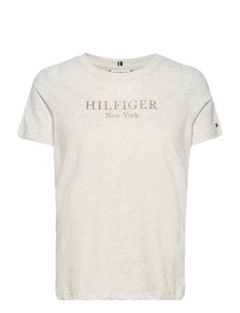 Reg Foil Hilfiger C-Nk Ss T-shirt Top Grå Tommy Hilfiger