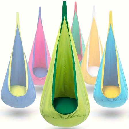 1 stk. kraftig hengende hengekøye stol med oppblåsbar pute og lomme - 80 kg kapasitet, 2-lags design