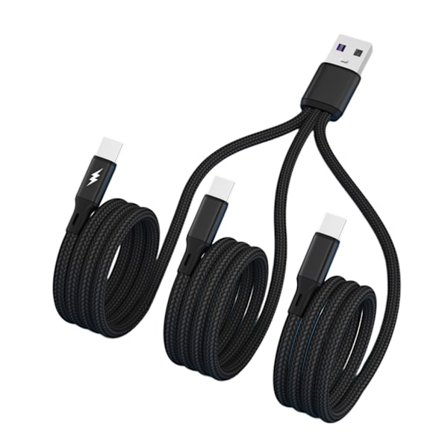 20cm/120cm 3 i 1 snabbladdningssladd USB till 3x Type-C-kontakter Laddarkabel 5V Flera Type-C-portar Laddningslinje