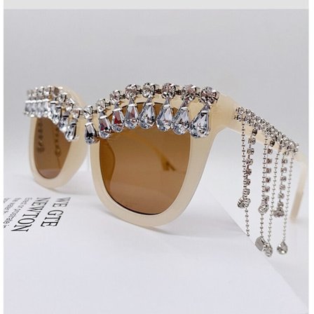 Womens Sunglasses Bling Tassels Rhinestone Personalized UV400 For Party Prom K