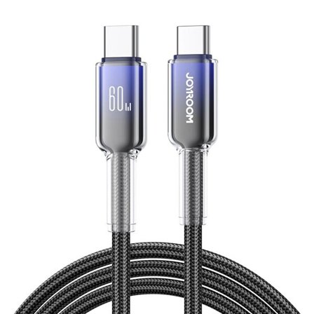 Joyroom Crystal-Clear 60W USB-C-kaapeli 1,2m - Svart