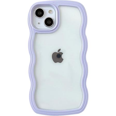 Söt lockig vågramform stötsäker mjuk kompatibel med iPhone-fodral (lila, iPhone 13 Pro Max)