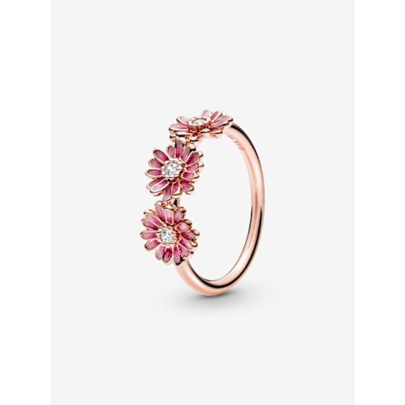 Pandora - Rosa Daisy Blom Trio Ring - 14k roséguldplätering