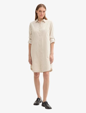 Tom Tailor Solid Corduroy Dress - Beige - 36