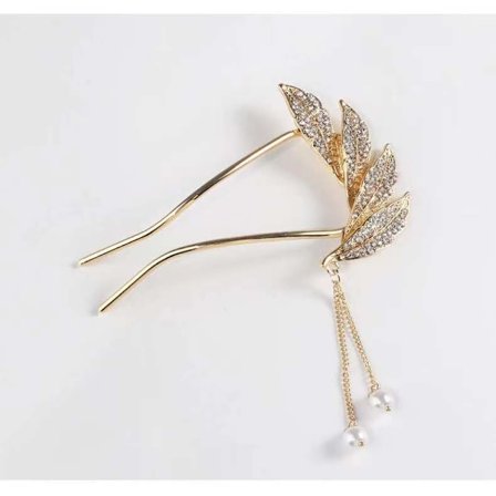 U-formet blad hårnål kvindelig baghovedplade hår hovedbeklædning perle