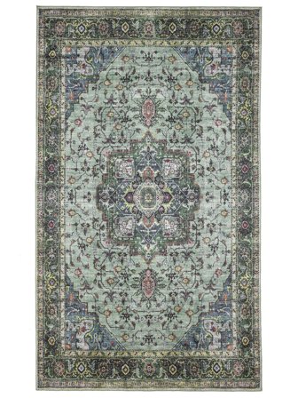 Georgia Oriental Lavable 300X500 Largo Verde/Multicolore Tappeti Cotone Tappeto