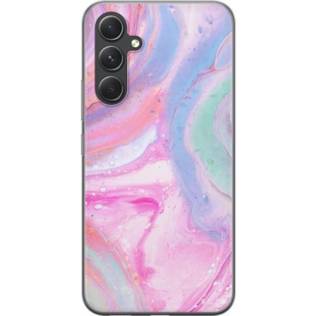 Yhteensopiva Puhelinkuori Samsung Samsung Galaxy S24+ Abstrakti pastellin värinen marmoritaide, jossa on nestemäinen akryyli vaikutus pinkissä, sin
