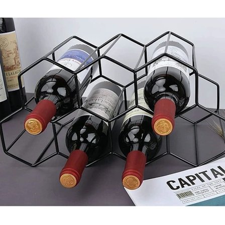 Fristående vinstativ i metall for 9 flasker - Svart, bordstativ for vin