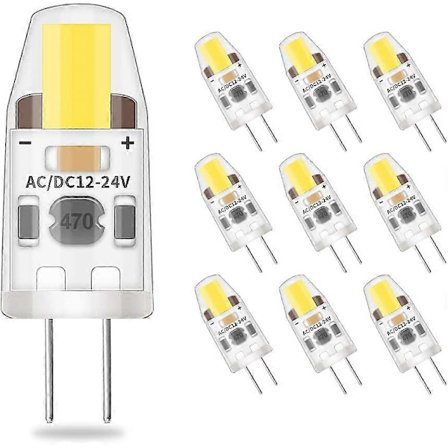 10 stk. LED G4 dimbare kjølig hvite lyspærer, 2W tilsvarende 20W halogenlampe, 200LM uten flimmer, energibesparende, AC/DC 12V-24V, G4 Bi-pin, 360 