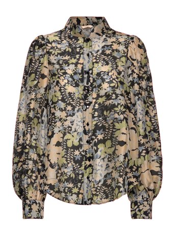 by Ti Mo Striped Organza Blouse** - Green - M