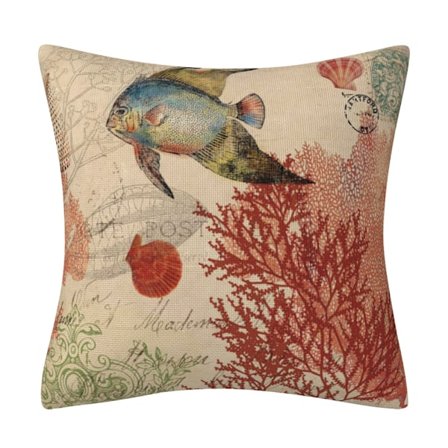 Kuddöverdrag med Havstema Mjukt 18x18 Tum Havsliv Kuddfodral (Utan Inlägg) Dekorativ Kvadratisk Soffa Kudde