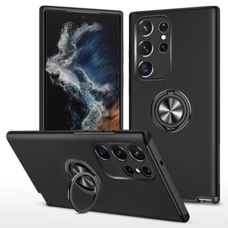 Samsung Galaxy S23 Ultra Finger Ring Kickstand Hybrid Case - Svart