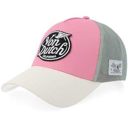 Von Dutch - Rose trucker Casquette - Flying Patch White/Pink A-Frame Trucker @ Hatstore