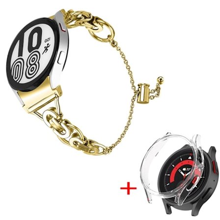 Samsung Galaxy Watch 5 (44mm) klockarmband i rostfritt stål med fodral - Guld + Guld